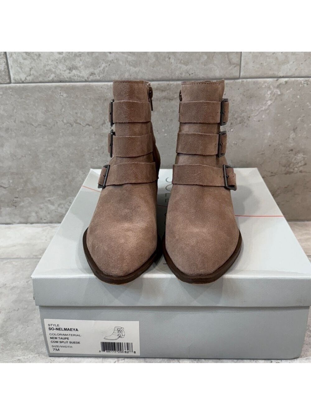 Sole Society Taupe Nelmaeya Suede Boots size 7 - Picture 3 of 7